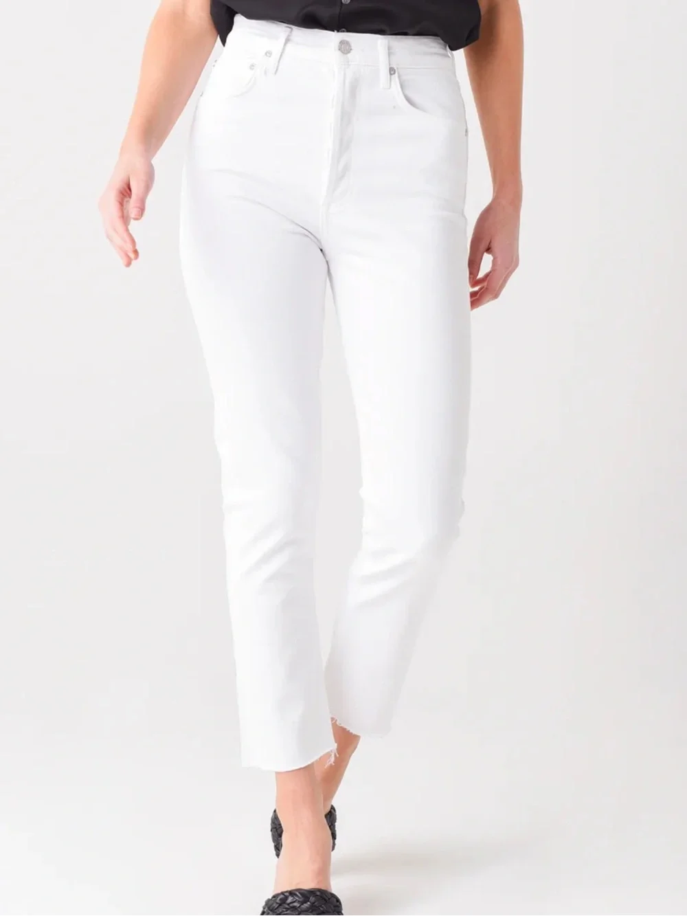 Agolde Riley Off-White High-Rise Crop Jeans